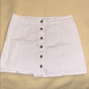White Button Down Jean Skirt